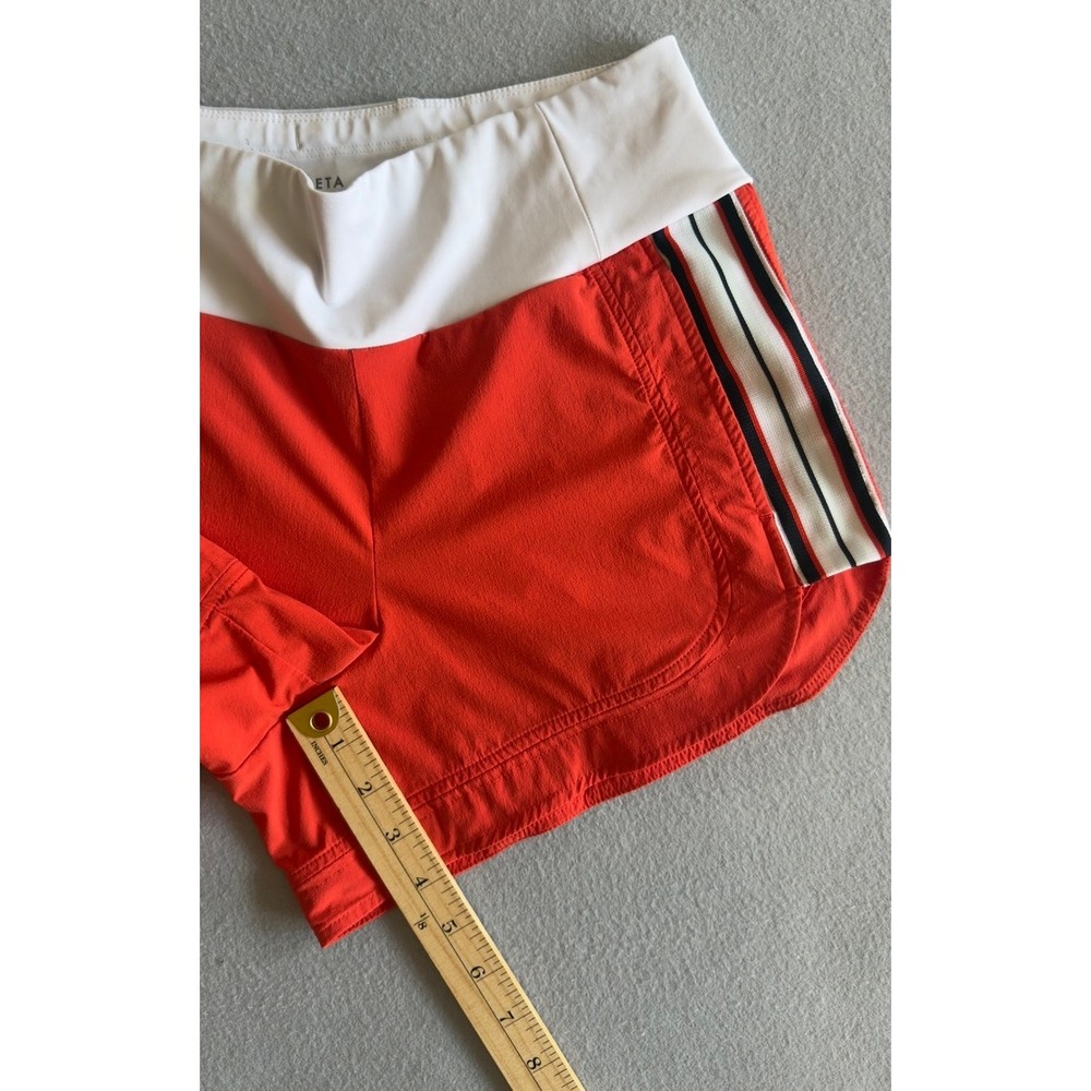 Athleta Women's Orange Athletic Shorts Stripe Side Size 8 Running Training - Picture 10 of 10